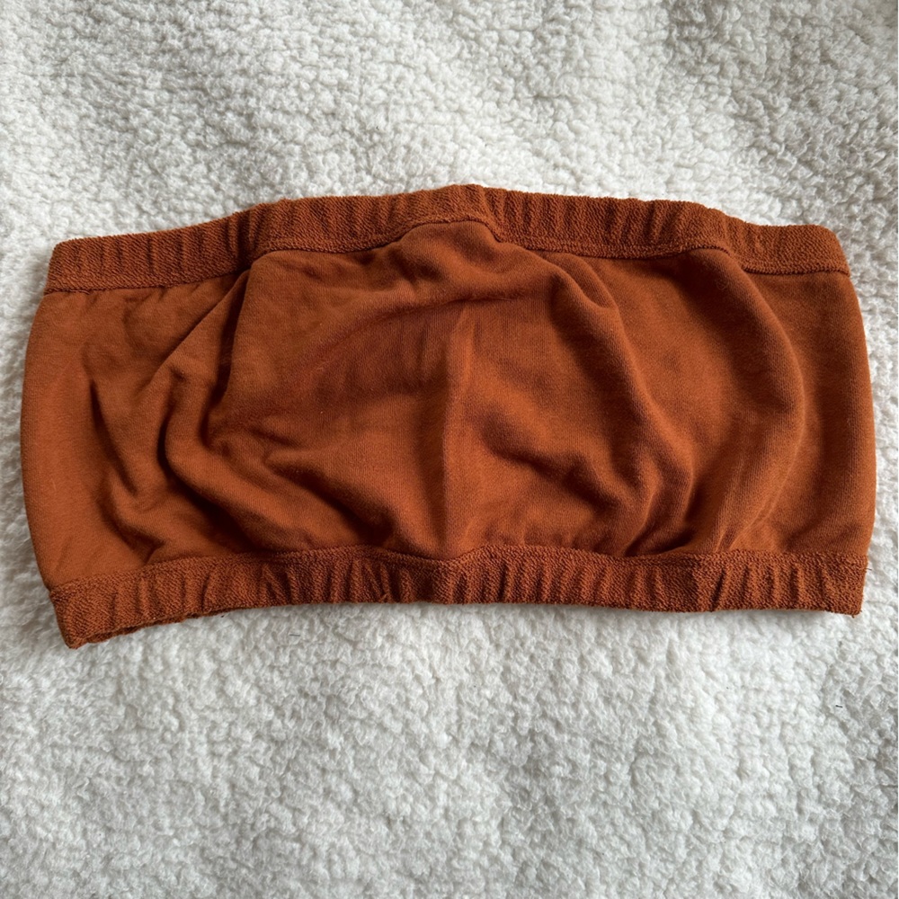 Fabletics burnt orange cropped strapless top